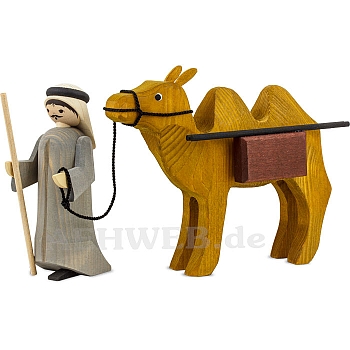 Kameltreiber und Kamel mit Paketen 13 cm gebeizt