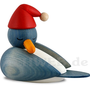 Weihnachtsmöve schlafend mit hellblauen Flügeln