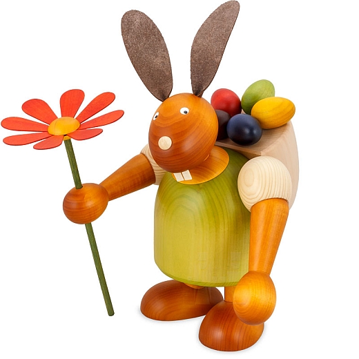 Maxi Hase mit Kiepe und Blume, grün