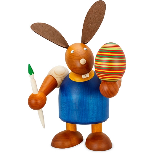 Big bunny with brush and egg, blue