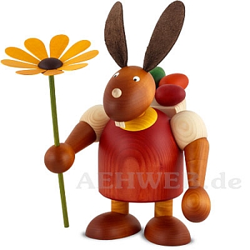 Maxi Hase mit Kiepe und Blume, rot