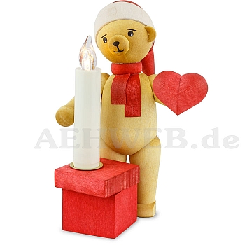Christmas bear with heart and candle
