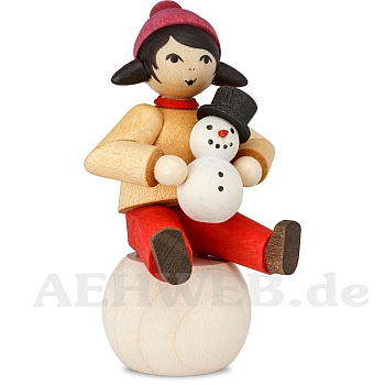 Snowman building Girl on Snowball stained from Ulmik