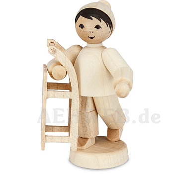 Boy with Sledge natural wood from Ulmik