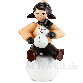 Snowman building Girl on Snowball brown