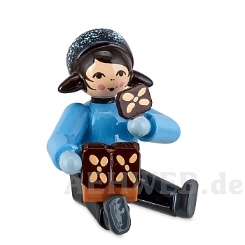 Girl with Gingerbread House blue