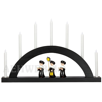 Schwibbogen Rundbogen schwarz mit LED Kerzen