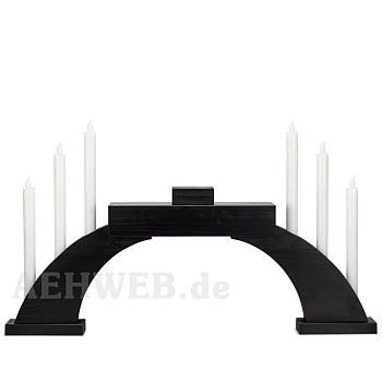 LED Candle Socket Arch with LED Candles and base black colored wood