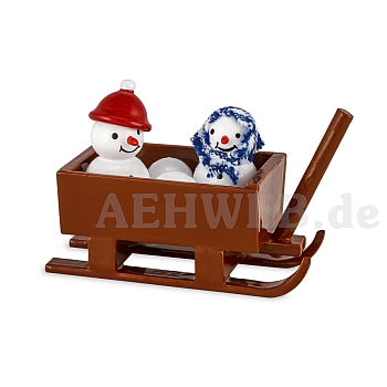 Snowman Kids in the Sled lacquered from Ulmik