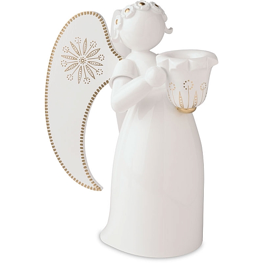 Angel white golden painted with Candle Holder