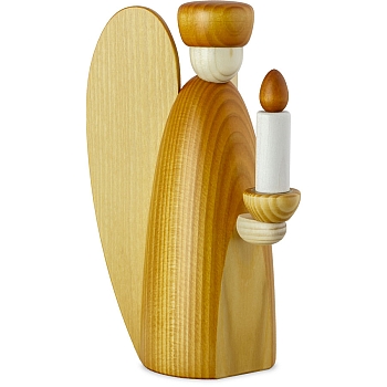 Angel yellow with wood candle
