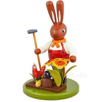 Easter Bunny with mole and flowers 16 cm