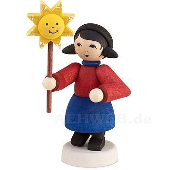 Winter child girl with star stained