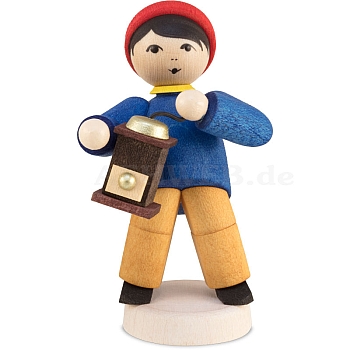 Winter child boy with coffee grinder stained
