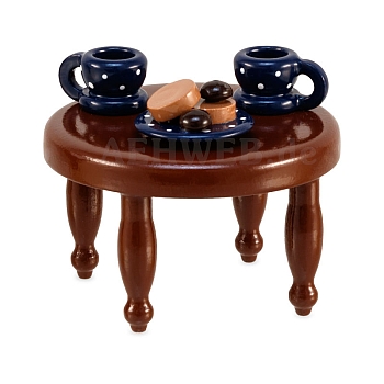 Coffee table with blue dishes from Ulmik