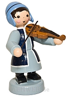 Wintermusikerin mit Geige blau