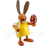 Easter Bunny with paintbrush and egg, yellow small