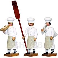Drei Bäckermeister mit Stollenschieber, Mehlsack, Trog