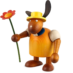 Hase mit Hut und Blume gelb groß