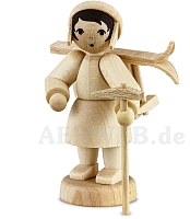 Mountain Hiking girl with backpack natural wood