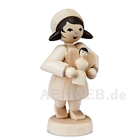 Ore Mountain Girl with Angel natural wood