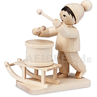 Boy with Sledge and Drum natural wood