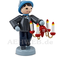 Ore Mountain Boy with Candleholder blue