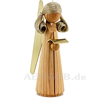 Cherrywood Angel with brass wings 14 cm