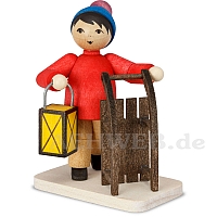 Boy with Sledge and Lantern stained from Ulmik