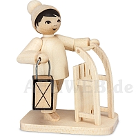 Boy with Sledge and Lantern natural wood from Ulmik