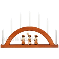 LED Round Arch with LED Candles walnut colored wood