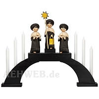 LED Candle Socket Arch with LED Candles and base black colored wood