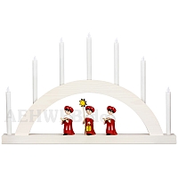 LED Round Arch with LED Candles white colored wood
