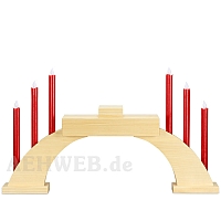 LED Candle Socket Arch with LED Candles and base natural wood