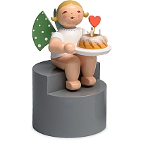 Angel with Cake sitting on Pedestal