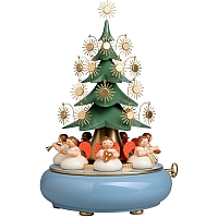 Music box with angels sitting under the tree