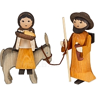 Maria und Josef auf Esel 13 cm gebeizt