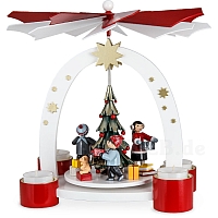 Bogenpyramide Teelicht mit Weihnachtsbaum und Geschenke Kinder lackiert limitiert