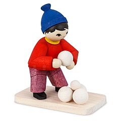 Winter child snowball maker stained