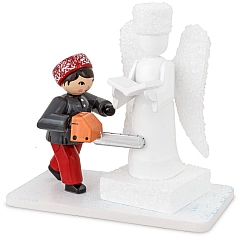 Winter child Boy with Snow Sculpture lacquered finish