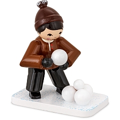 Winter child snowball maker brown